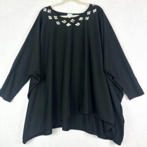 Loulou de la Falaise Top Size XL Black Studded Lagenlook Oversized Embelished
